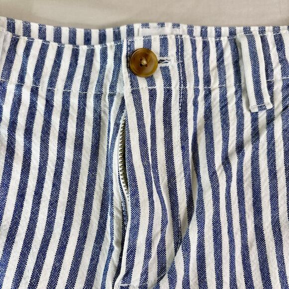 GAP Stripped City Shorts 0 Blue and White Linen Summer - Picture 2 of 4
